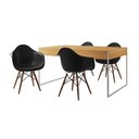 Ver imagem 3 de Mesa Jantar Industrial Canela 137X90Cm Base Ferro Branco Com 4 Poltronas Pretas Eif Cor: Canela