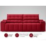 Sofá com Porta Copos Carregador Usb Ret Rec Samurai 2,30m Velosuede Vermelho - Netsofas - 5