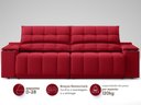Ver imagem 5 de Sofá com Porta Copos Carregador Usb Ret Rec Samurai 2,30m Velosuede Vermelho - Netsofas