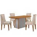 Ver imagem 2 de Mesa de Jantar Diane 120cm Tampo MDF Lam 4 Cadeiras Isadora Moderna Veludo Creme Naturale Off White