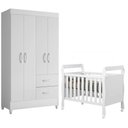 Ver imagem 1 de Berço Americano Mini Cama Soninho com Guarda Roupa Mobi Branco Flex - Móveis Albatroz