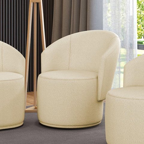 Poltrona Decorativa Orgânica Fixa para Sala Malu Bouclê M11 - D'Rossi Terra