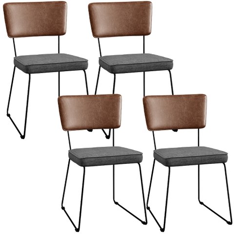 Kit 04 Cadeiras Decorativas Sala Jantar Allana L02 Couríssimo Marrom Linho Cinza Escuro - Lyam