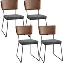 Ver imagem 1 de Kit 04 Cadeiras Decorativas Sala Jantar Allana L02 Couríssimo Marrom Linho Cinza Escuro - Lyam