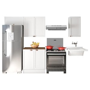 Cozinha Modulada Unna 4 Peças Branco com Aéreo 80cm - Poliman Móveis