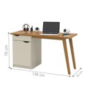 Ver imagem 3 de Escrivaninha Retangular Theo Moderno 1 Gaveta 136cm Off White Cumaru Casah