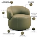 Ver imagem 3 de Poltrona Decorativa Giratória Orgânica para Sala Living Nevile L06 Couro Verde Musgo - Lyam Decor