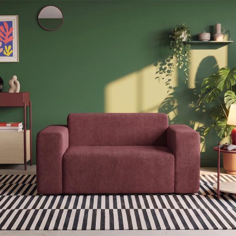 Sofá 2 Lugares Sync Kappesberg 176cm Boucle Hibisco