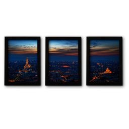 Kit Quadros Cidades 45x99 - Paris - Moldura Preta - 1