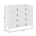 Ver imagem 5 de Cômoda 90x81cm com 4 Gavetas Puxador em Couro Pês Metálicos Branco BMU187