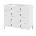 Ver imagem 3 de Cômoda 90x81cm com 4 Gavetas Puxador em Couro Pês Metálicos Branco BMU187