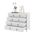 Ver imagem 4 de Cômoda 90x81cm com 4 Gavetas Puxador em Couro Pês Metálicos Branco BMU187