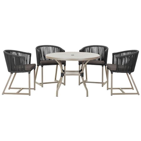 Mesa com 4 Cadeiras e Noronha Estofado 11 Trama Original Preto
