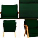 Ver mais imagens de Kit 2 Poltrona Sala Decorativa Stella Estofada Veludo Verde Base Madeira Castanho - Arkell
