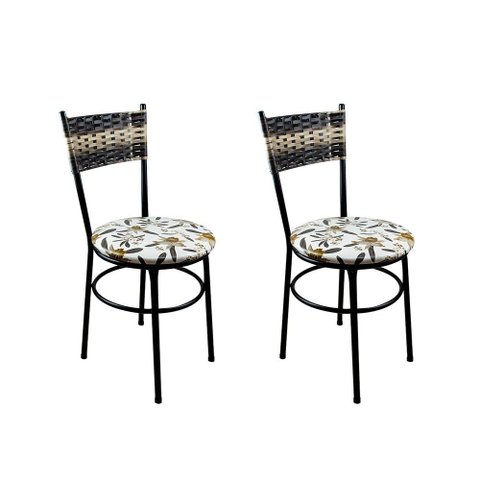 2 Cadeiras Pretas para Cozinha Viena Cappuccino Premium:Floral Orquídea