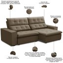 Ver imagem 3 de Sofá Retrátil Reclinável para Sala 3 Lugares 250cm Vincent F04 Veludo Amêndoa - Lyam Decor