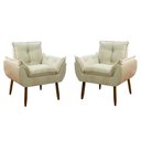 Ver imagem 1 de Kit 2 Poltrona Decorativa Sala de Estar Escritório Quarto Prime Cor: Bege