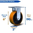 Ver imagem 2 de Rodizio Industrial Fixo Pu com Rolamento Núcleo Ferro 6x2 6 Pol 700kg Colson