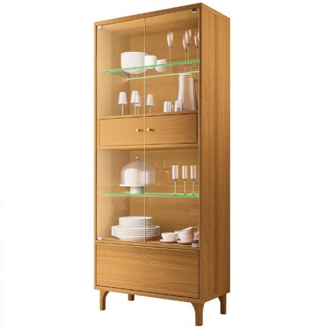 Cristaleira Portas de Vidro com Led 76cm Delux Cinamomo H01 - Mpozenato
