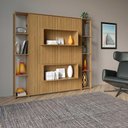 Ver imagem 2 de Cama Casal Articulada com Estante 8 Prateleiras e 2 Nichos Cor:amêndoa