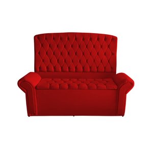Kit de Quarto Cabeceira de Cama Box e Calçadeira Baú Dubai Casal 140 Cm Suede Vermelho Ec Móveis