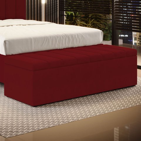 Calçadeira Baú Navi 160 para Cama Queen Z-001 Sued Vermelho Aradecor