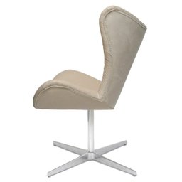 Poltrona Egg Slim Capitonê Encapado Suede Nude Base Giratória Alumínio - 4