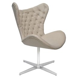 Poltrona Egg Slim Capitonê Encapado Suede Nude Base Giratória Alumínio - 2