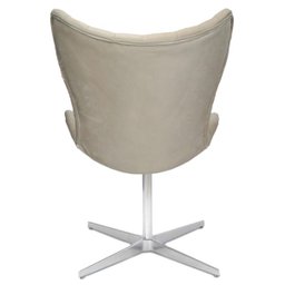 Poltrona Egg Slim Capitonê Encapado Suede Nude Base Giratória Alumínio - 3
