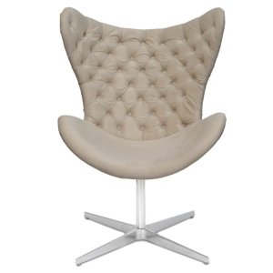 Poltrona Egg Slim Capitonê Encapado Suede Nude Base Giratória Alumínio
