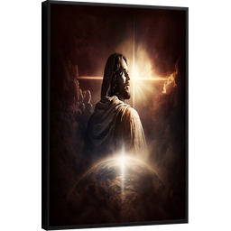 Quadro Decorativo Canvas Moldura Grande Filete Jesus Cristo Mundo Gg - 1