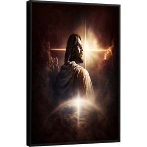 Quadro Decorativo Canvas Moldura Grande Filete Jesus Cristo Mundo Gg