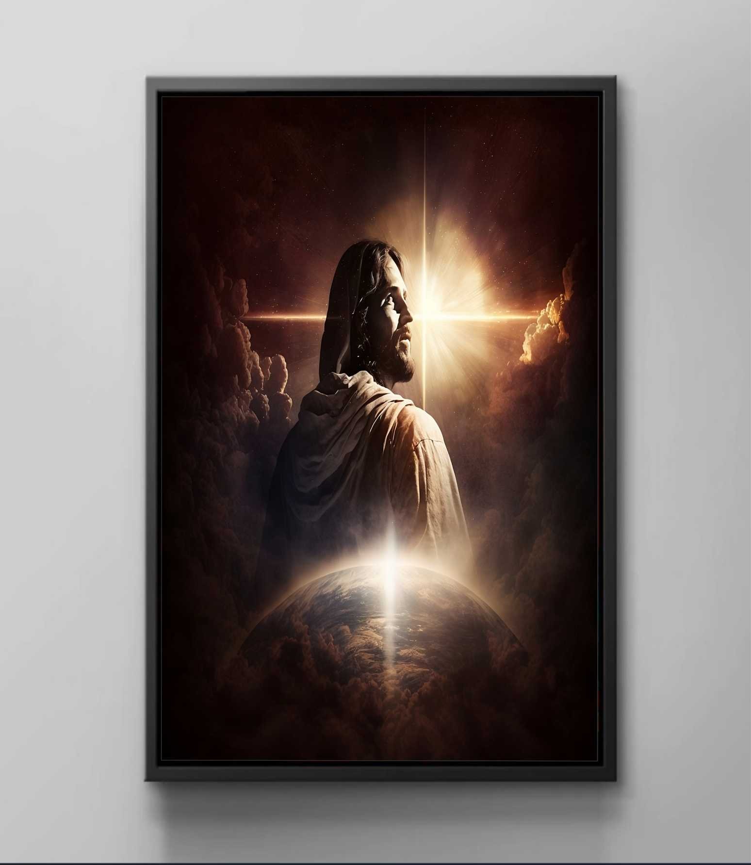 Quadro Decorativo Canvas Moldura Grande Filete Jesus Cristo Mundo Gg - 4