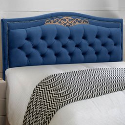 Cabeceira Imperio 100 cm Suede Azul Marinho - 2