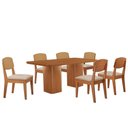 Ver imagem 2 de Mesa de Jantar Eloise 180cm Tampo Mdf 6 Cadeiras Moderna Veludo Creme/naturale