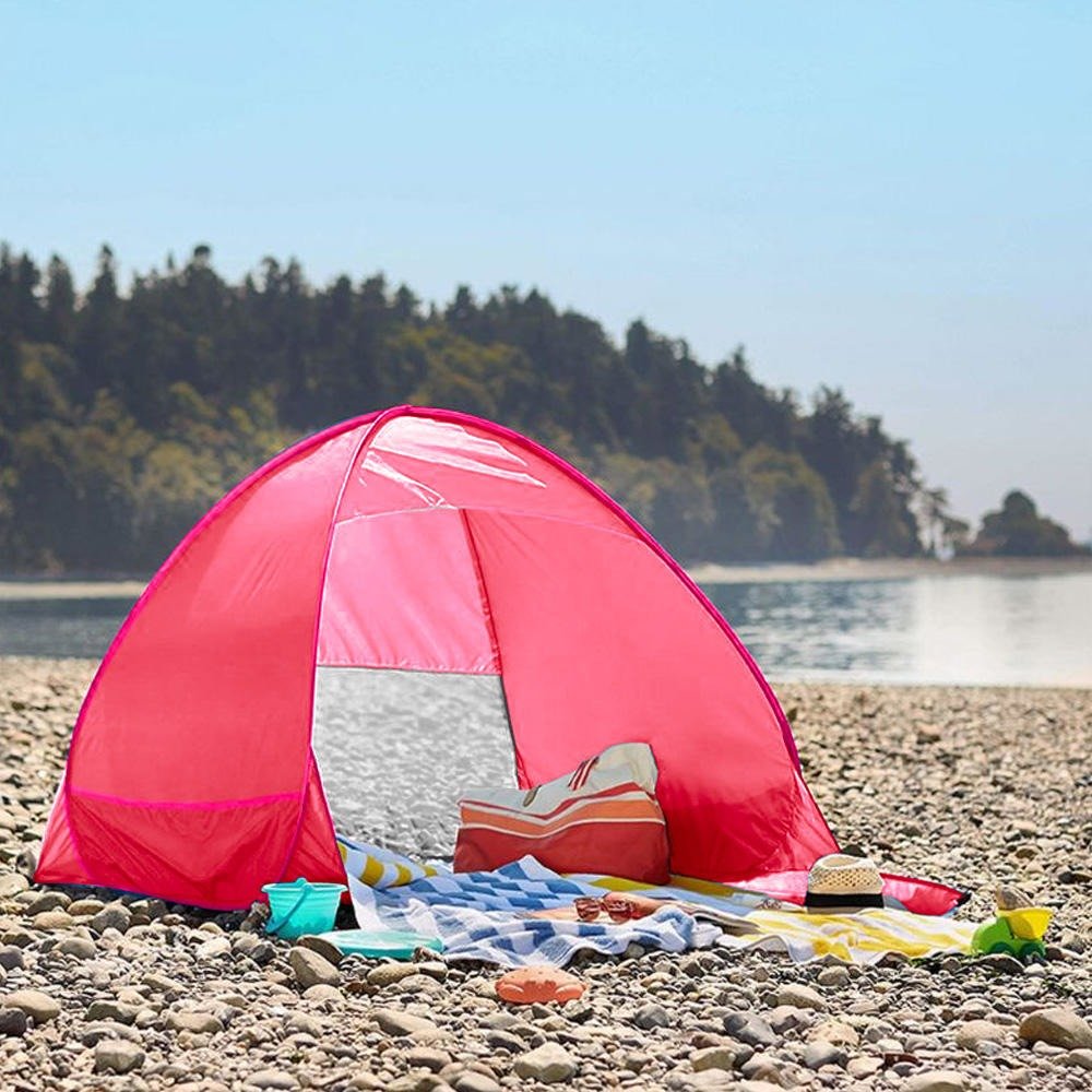 Tenda Barraca de Praia Proteção Sol Portátil Adulto Rosa - 6