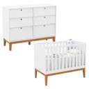 Ver imagem 1 de Berço Americano e Cômoda 6 Gavetas Unique Branco Soft Eco Wood - Matic