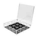 Ver imagem 3 de Porta Joias Acrílico Square com tampa articulada e 16 Nichos Centauri Acrílicos PJ-S16