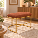 Ver imagem 2 de Puf Poltrona Lua Premium Base Metal Dourada Boucle Terra Cota