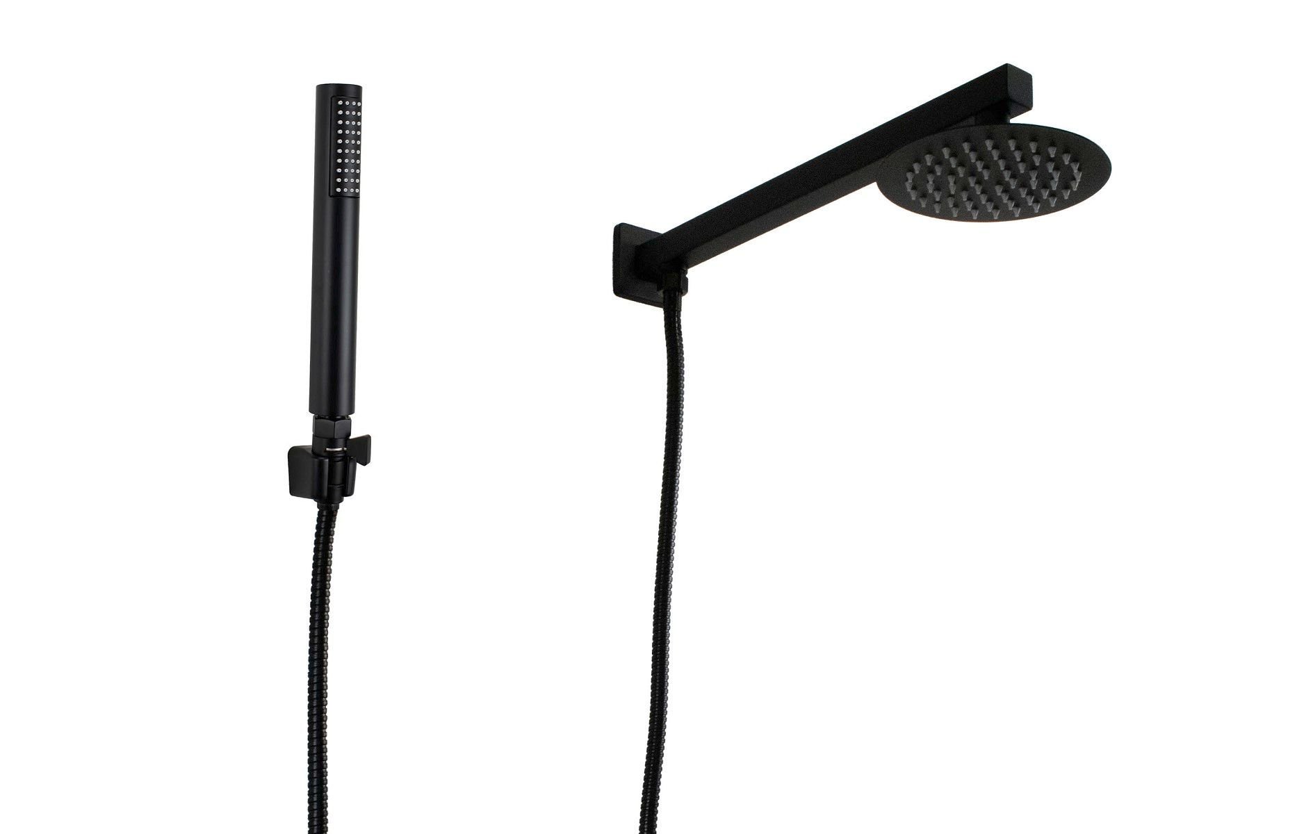 Ducha Black Redonda Inox 15 Cm Parede com Ducha Manual de Abs - 1