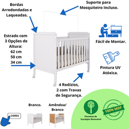Berço Americano Mini Cama 2 em 1 Cloe Faura - 3