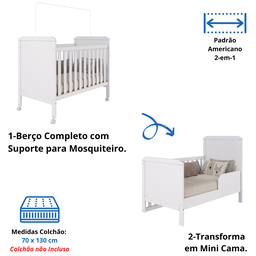 Berço Americano Mini Cama 2 em 1 Cloe Faura - 4