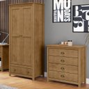 Ver imagem 1 de Conjunto Quarto Guarda-roupa 2 Portas, Cômoda 4 Gavetas Freijó Topázio Madeira Pinus - Finestra