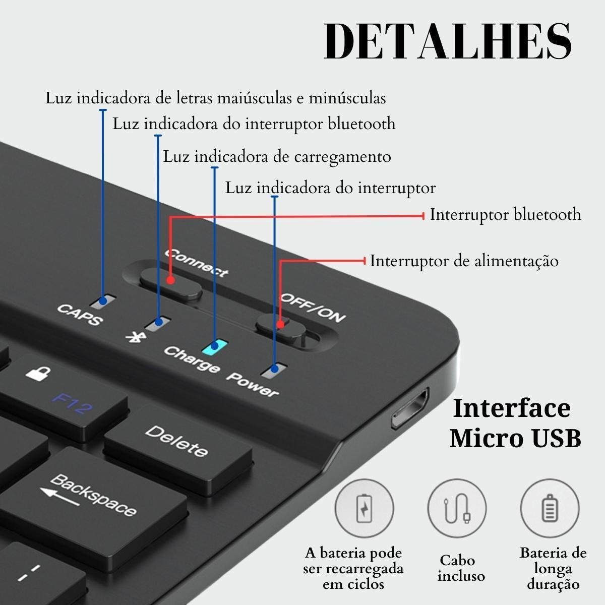 Kit Teclado + Mouse sem Fio Samsung A7 Lite Preto Bluetooth - 2