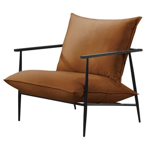 Poltrona Decorativa Couro Caramelo Agnes