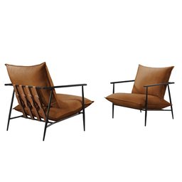 Poltrona Decorativa Couro Caramelo Agnes - 3