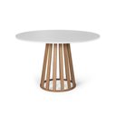 Ver imagem 2 de Mesa de Jantar Redonda Gabi Bran/jade com 4 Cadeiras Estofadas Ella Branco/cinza Claro