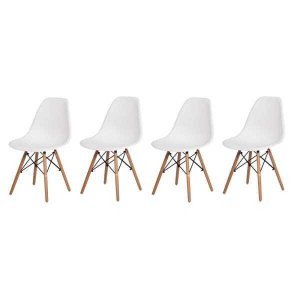 Kit 4 Cadeiras Eiffel Eames Dsw Branco Base Pp