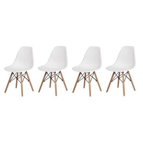 Kit 4 Cadeiras Eiffel Eames Dsw Branco Base Pp