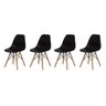 Kit 4 Cadeiras Eiffel Eames Dsw Preta Base Madeira - 1